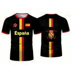 Spain Football Jerseys With Flag Graphics National Emblem T-Shirts 3D Printed Jerseys Smart Casual Wear Oversized T-Shirts