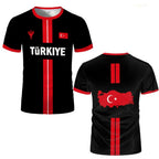 Turkey Football Jersey Breathable Quick-drying Sports Short-sleeved T-shirt Turkish Flag 3D Printed Fashion Loose Men's T Shirts