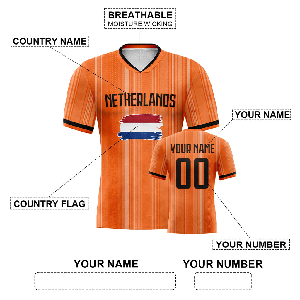 Custom Netherlands Soccer Jersey Personalized Soccer Shirt with Name & Number Team Football Jerseys Soccer Lover Gifts for Fan