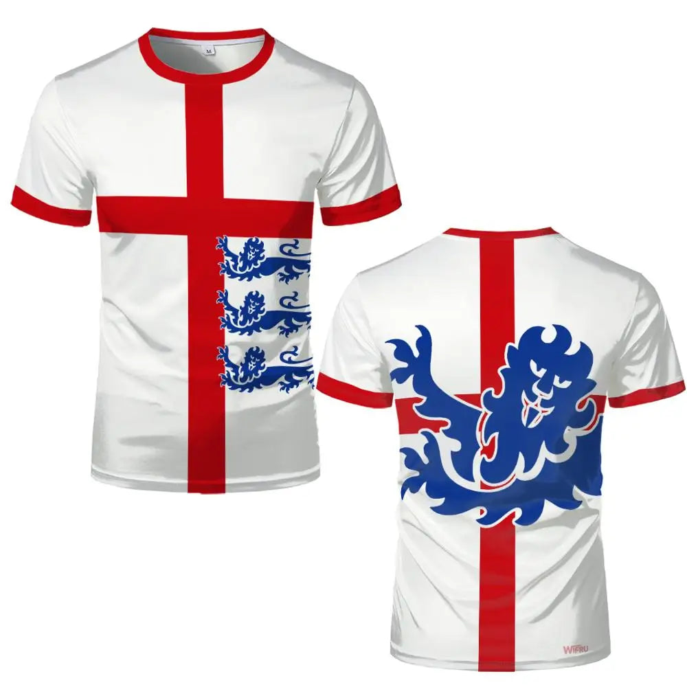2026 New England Flag Printed Jersey Fashion Casual Streetwear Short Sleeve Top Men's And Women's Soccer Training O-Neck T-shirt