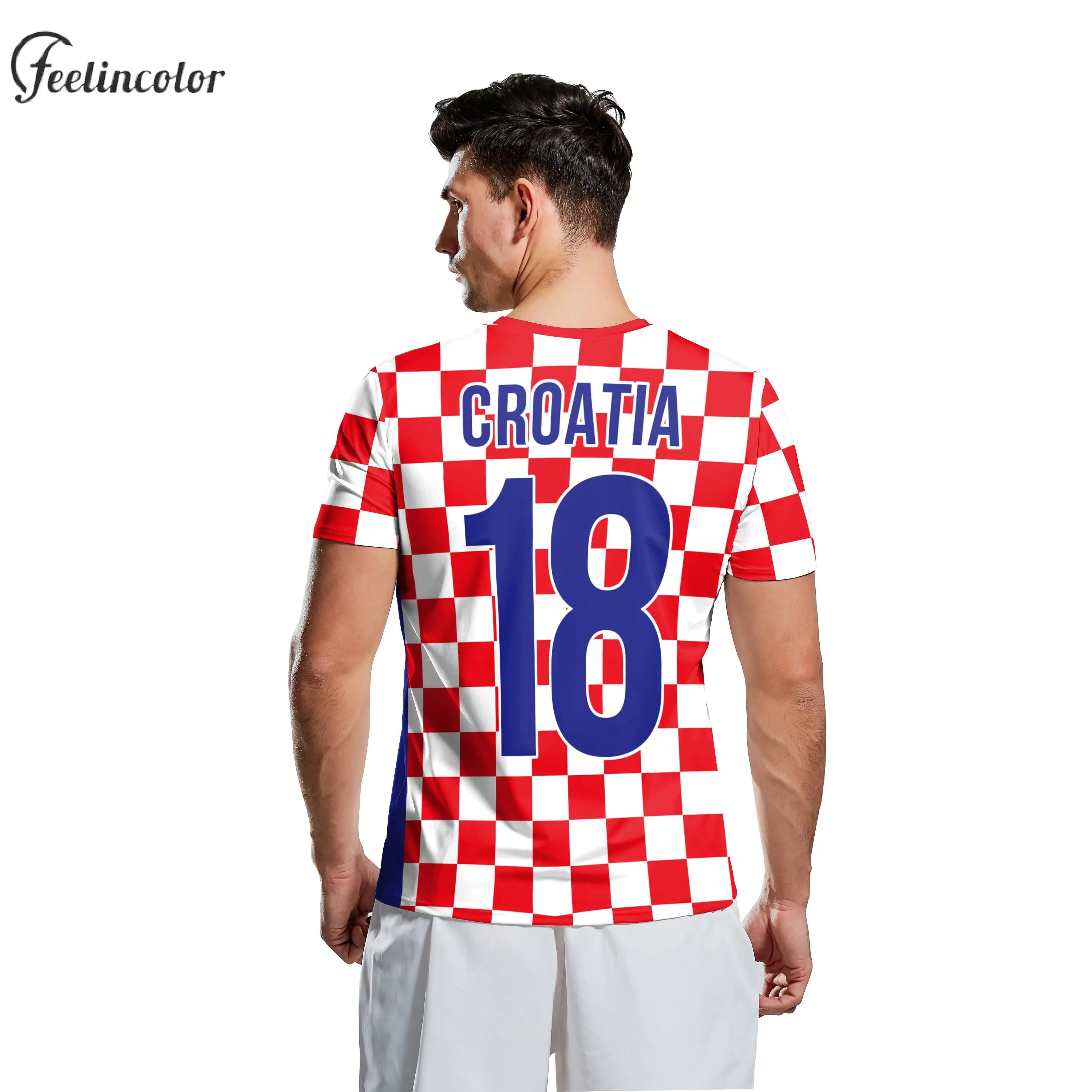 Jersery Croatia T-Shirt for Men HR Flag Tee Shirts Fashion 18 Soccer Top Red White Grids Football Jerseys Unisex Clothing