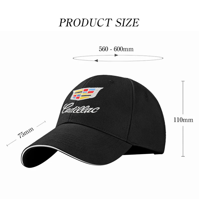 1pcs Car Emblem Embroidery Snapback Baseball Cap Spring And Autumn Outdoor Adjustable Casual Hats Sunscreen Hat For Cadillac