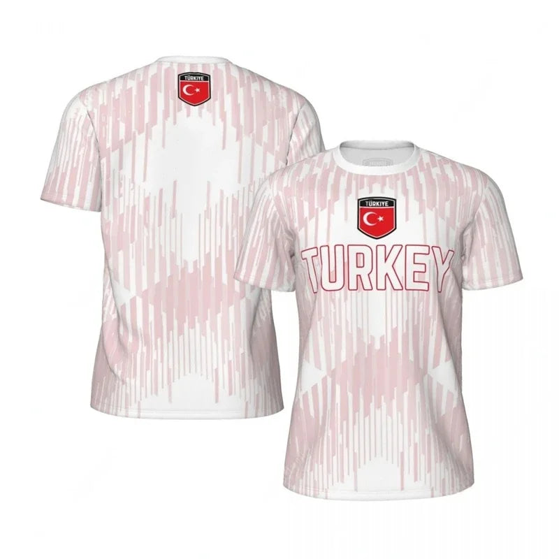TURKEY Flag 3D Print Sports Quick-dry Breathable Men T-shirt Outdoor Football Jersey Team Short-sleeve Parent-child Top Clothing