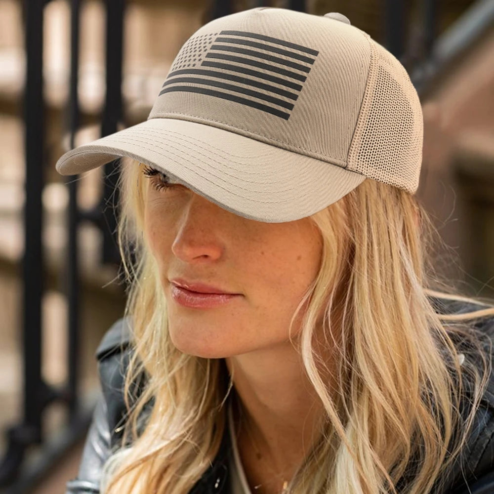 USA Flag Baseball Cap — Patriotic Mesh Hat