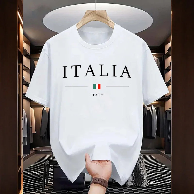 Italy Fashion T-shirts for Men High Quality 100% Cotton O-neck Short Sleeved Summer Daily Casual Sports Cool Tees City Vibe Tops