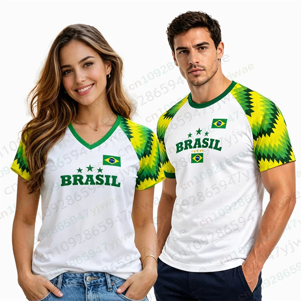 2026 Brazil Football Jersey Yellow Green Breathable Top For Football Enthusiasts Tee Fashion Street Wear Men'S Women'S T-Shirts