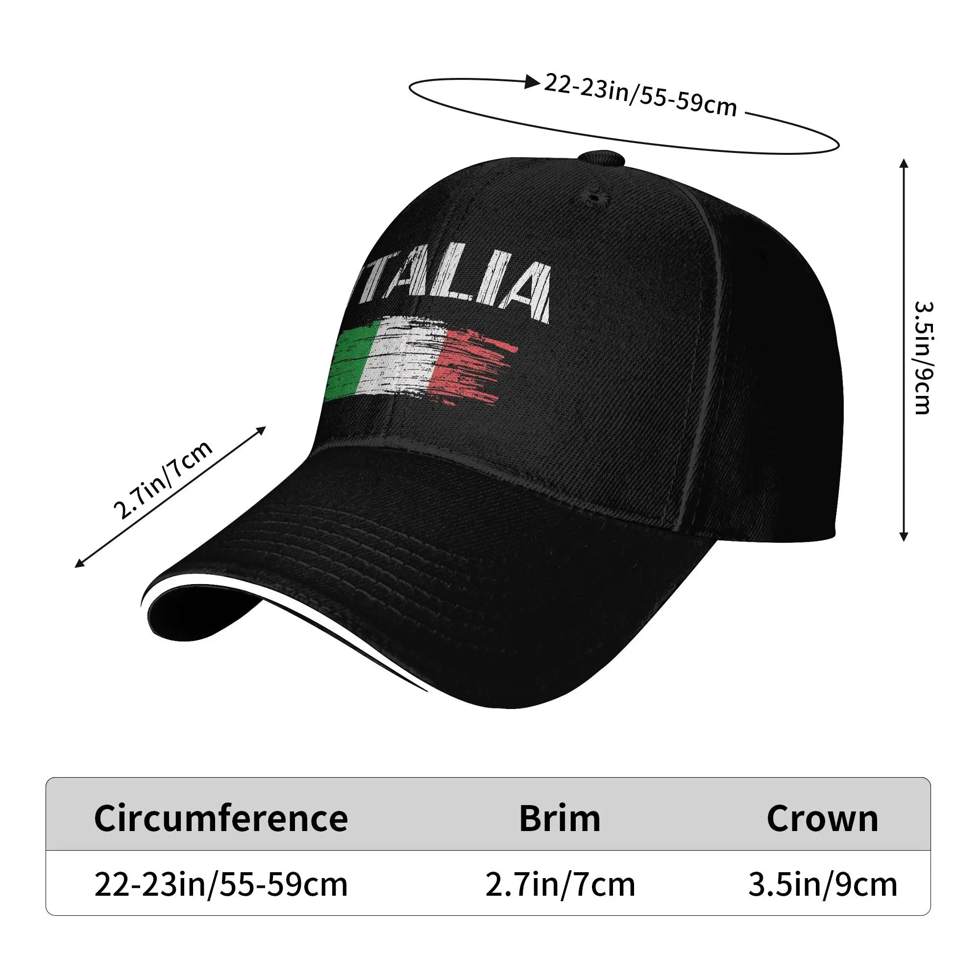 Italia Italian Flag Vintage Baseball Cap  Unisex Men Print Hip Hop Hats Summer Classic Tennis Skate Breathable Snapback Cap