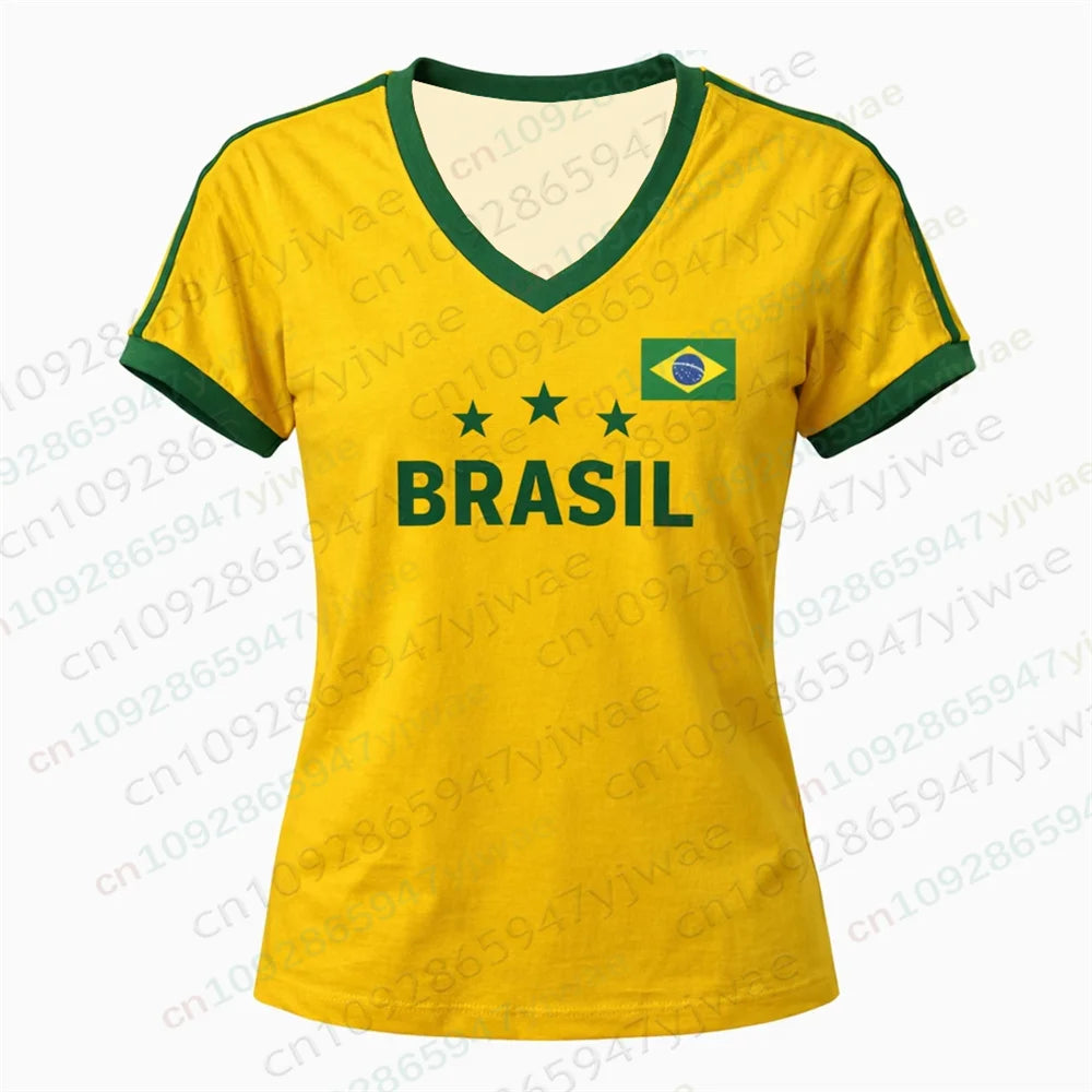 2026 Brazil Football Jersey Yellow Green Breathable Top For Football Enthusiasts Tee Fashion Street Wear Men'S Women'S T-Shirts