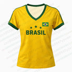 2026 Brazil Football Jersey Yellow Green Breathable Top For Football Enthusiasts Tee Fashion Street Wear Men'S Women'S T-Shirts