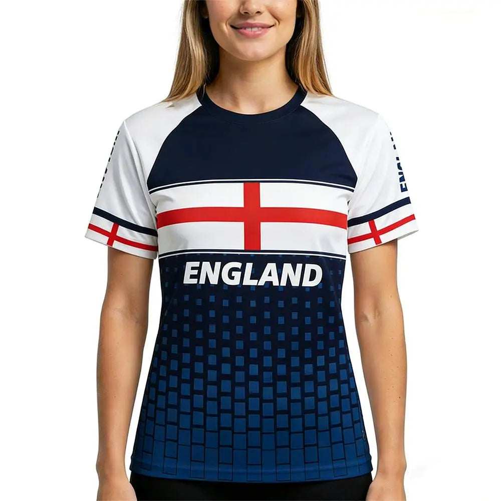 2026 New England Flag Printed Jersey Fashion Casual Streetwear Short Sleeve Top Men's And Women's Soccer Training O-Neck T-shirt