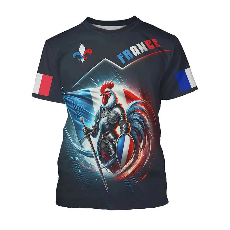 France Football Jersey 2025 Men's T-shirts Soccer Uniform Short Sleeve Tees French Map Flag Graphic Casual Sports Unisex Tops