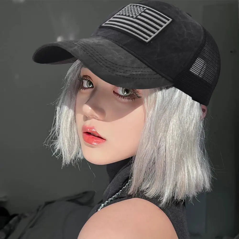 USA Flag Snapback Hat Adjustable Breathable Mesh Baseball Cap American Flag Trucker Hat for Men Women Patriotic Party Supplies
