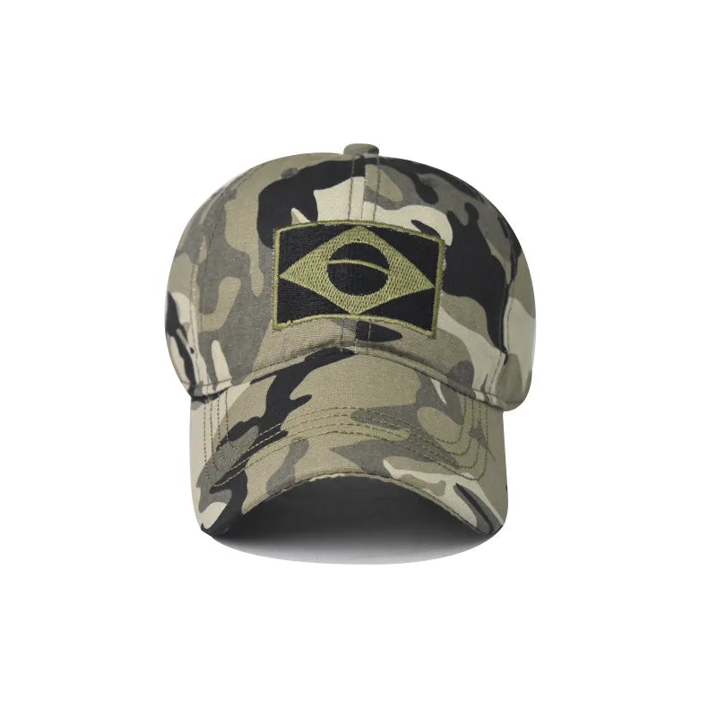 Camo Baseball Cap Men Summer Brazil Flag Sun Protection Snapback Caps Male Casual Airsoft Hat Outdoor Fishing Hiking Camping Hat