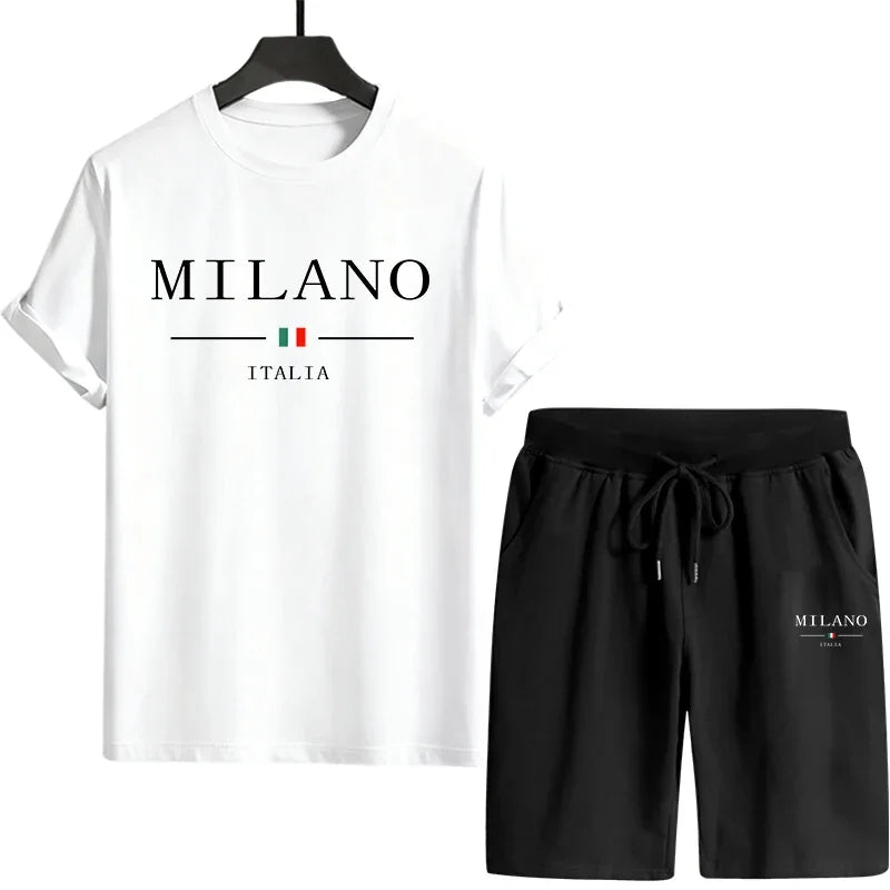 Italy Print T-shirt and Shorts Men's Tracksuit Urban Casual Fashion Short Sleeve Sportswear Spring Summer Male T-Shirts Co-ords
