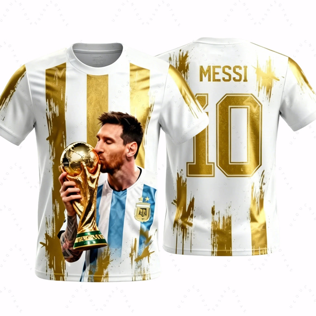 2026 Messi No. 10 Championship Football Jersey Argentina Football Fan Gifts Sports Men T-Shirt Children Clothing Tees Y2k Woman