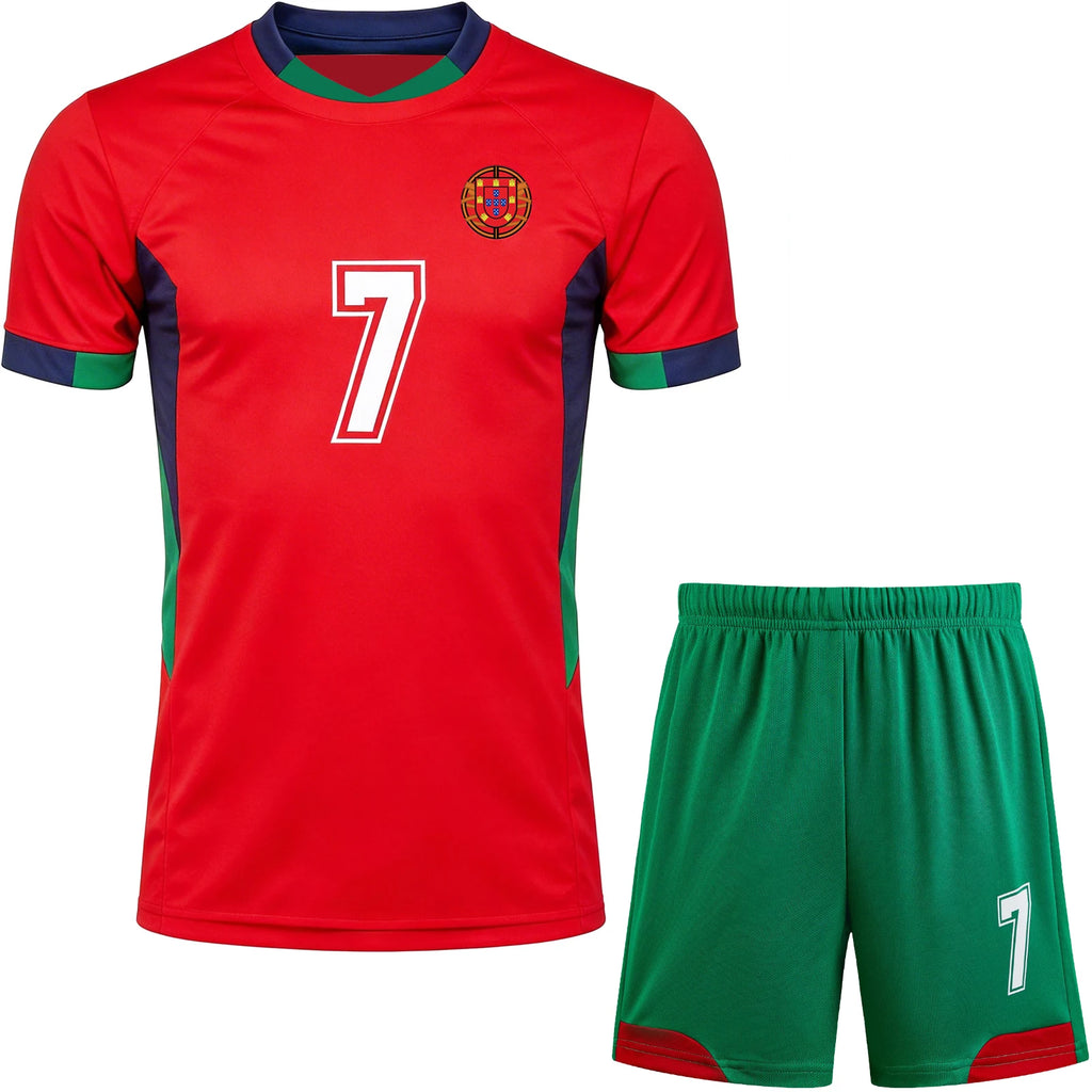 New Soccer Jerseys for Kids 7#10 Football Sports Fan for Boys Girls Youth Soccer Shirts and Shorts Stockings Set for 4-14 Years