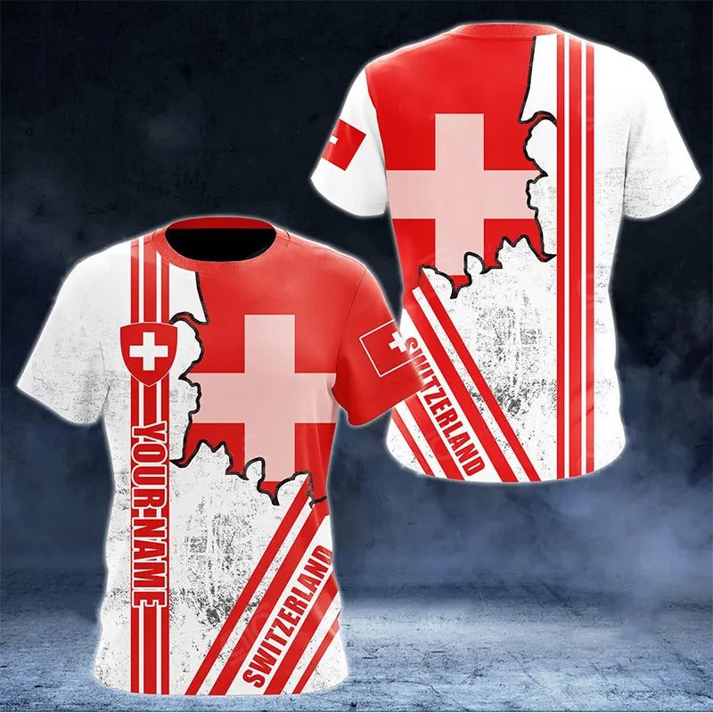 Swiss Flag Soccer Jersey T-shirts Summer Men Short Sleeved Casual Sports T Shirt Switzerland Football Clubs Fashion Man Clothes