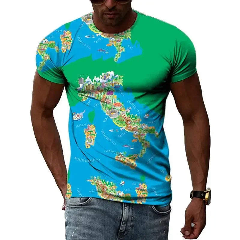 ITALY Flag 3D Print Sports Quick-dry Breathable Men T-shirt Outdoor Football Jersey Team Short-sleeve Parent-child Top Clothing