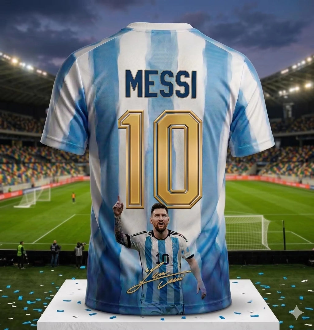 Messi #10 Argentina Football Jersey Blue White Striped 3D Print Shirt Men Women Soccer World Cup Fan Short Sleeve Tops