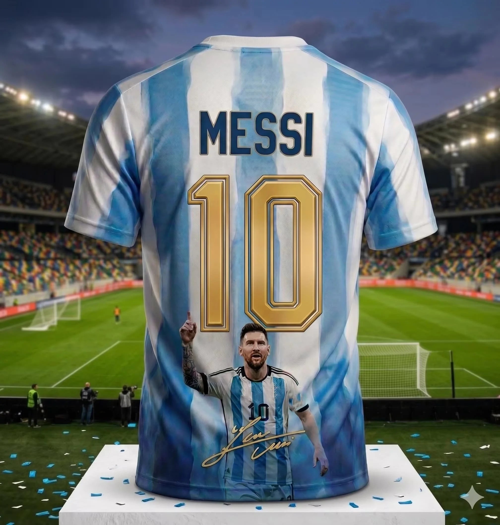 Messi #10 Argentina Football Jersey Blue White Striped 3D Print Shirt Men Women Soccer World Cup Fan Short Sleeve Tops