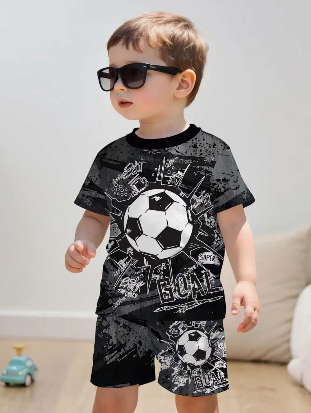 Boys Soccer Jersey Youth Football Uniform Sport Shirt Suit for Boy Summer Short Sleeve T-Shirt Shorts Training Set Birthday Gift