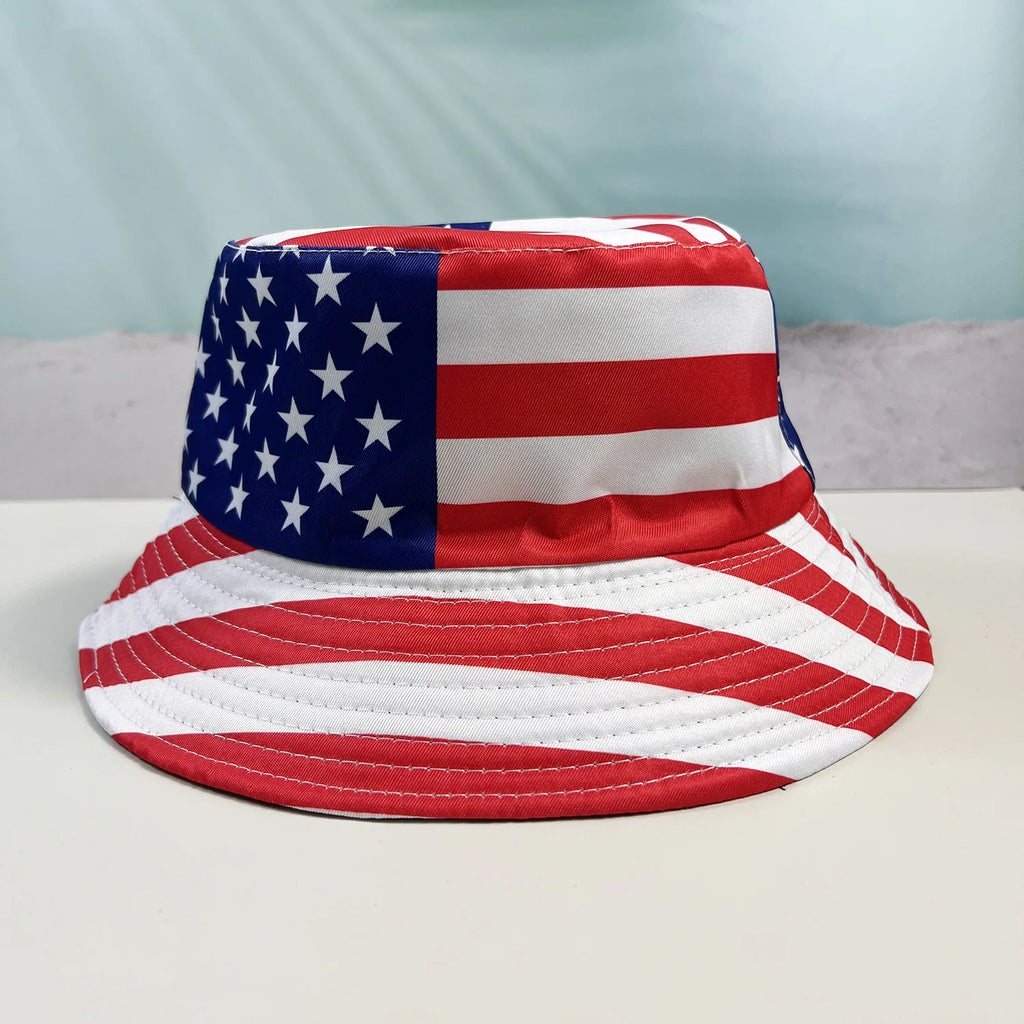Cute Flag Bucket Hat Fashion Patriotic Summer Cap Unisex Printing Bucket Hat Outdoor Gardening Beach Camping Hiking Fishing Caps