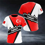 Turkey National Team Jersey - Athletic Tee with Crescent Star & Flag Patches, Ideal for Sports Fans & Patriotic Streetwear