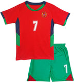 New Boys' Soccer Jerseys Ronal_do #10 and #7 Jersey For Kids Mess_i Football Youth Jerseys Shirt Gift Children 3 Piece Set