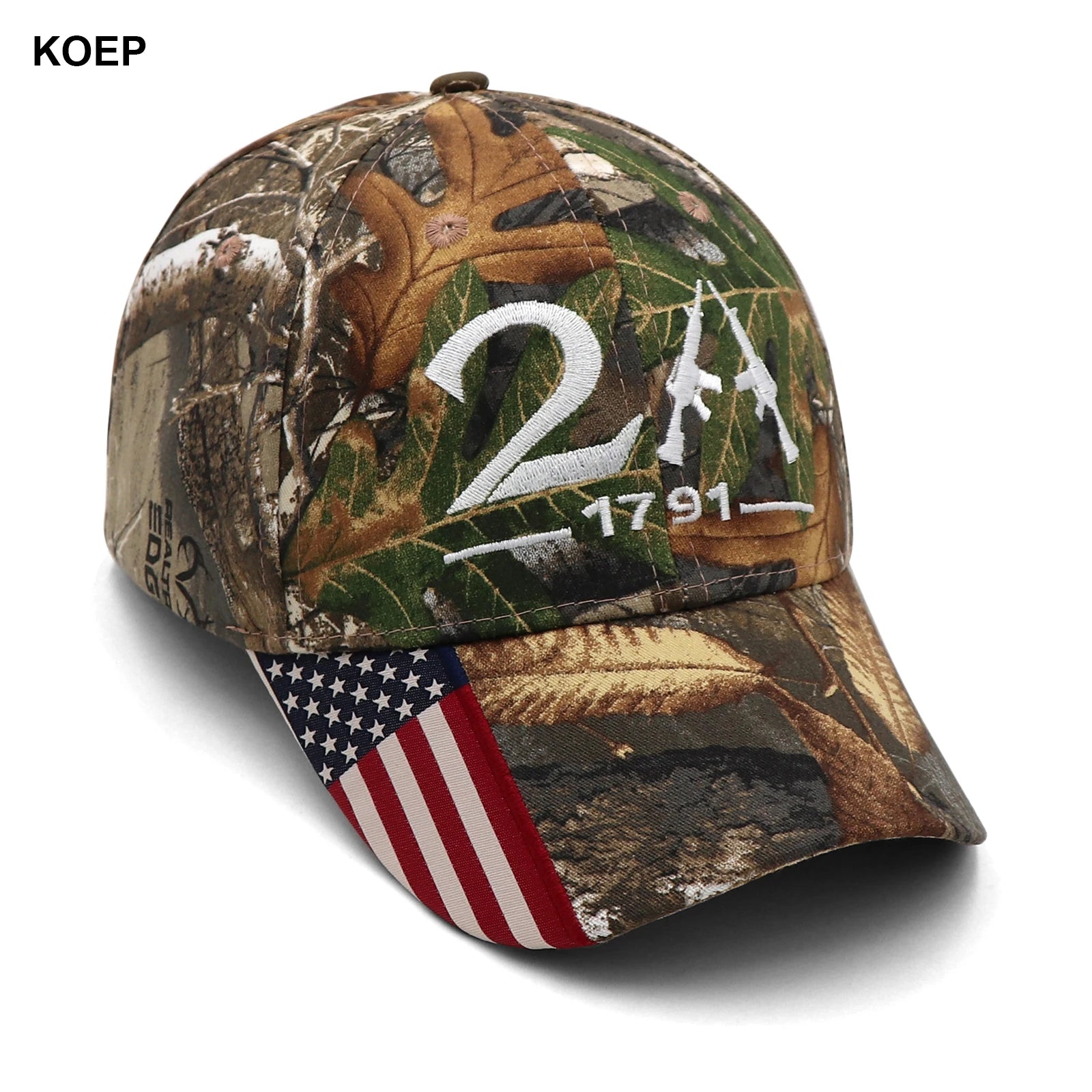 KOEP 2A USA Flag Baseball Caps Fishing Hiking Cap 2D Embroidery Outdoor Sports Snapback Hats