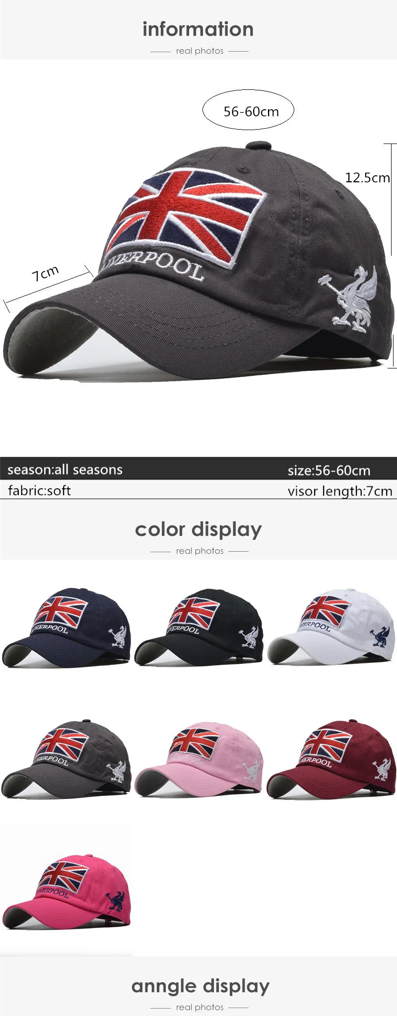 New Men's Baseball Cap Embroidery England Flag Brand Snapback Womens Baseball Hats Cotton Dad Hat Gorra Hombre Trucker Cap