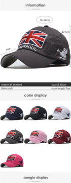 New Men's Baseball Cap Embroidery England Flag Brand Snapback Womens Baseball Hats Cotton Dad Hat Gorra Hombre Trucker Cap