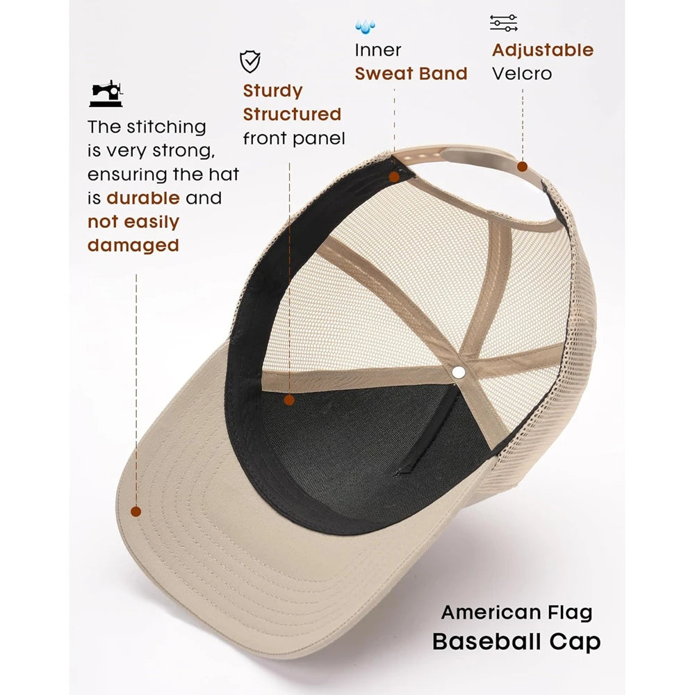 USA Flag Baseball Cap — Patriotic Mesh Hat
