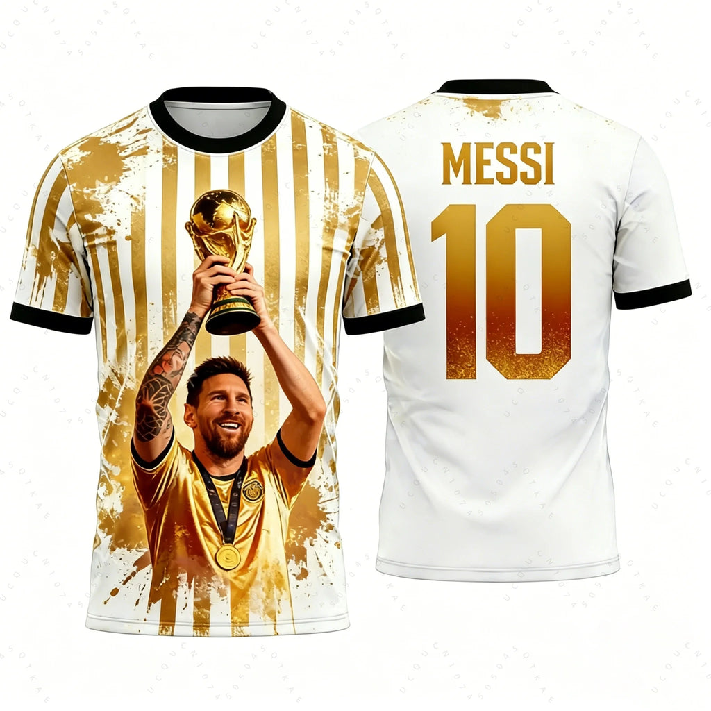 2026 Messi No. 10 Championship Football Jersey Argentina Football Fan Gifts Sports Men T-Shirt Children Clothing Tees Y2k Woman