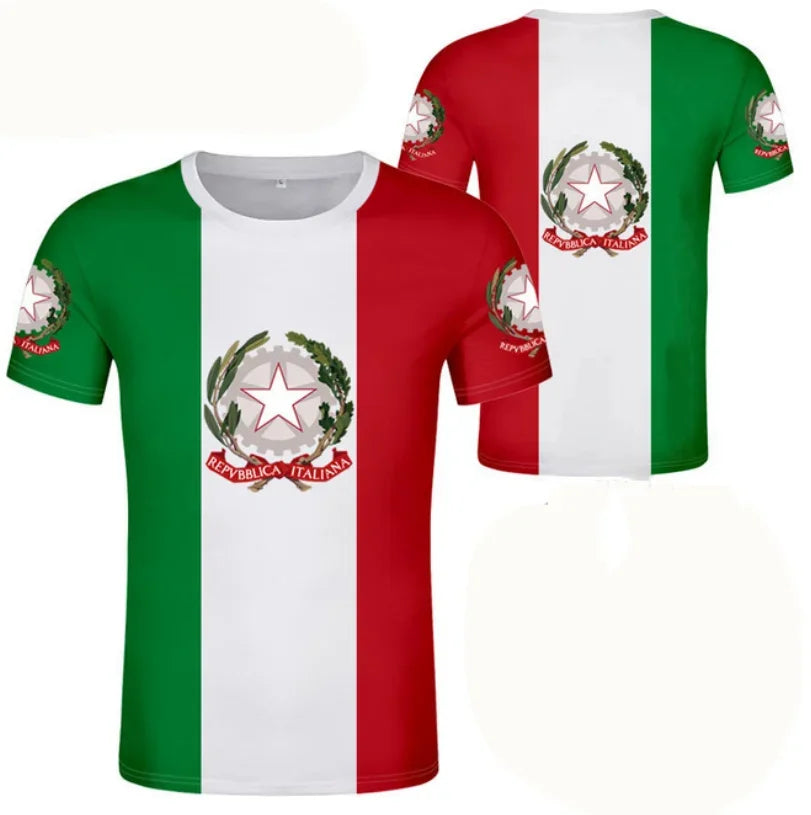 ITALY Flag 3D Print Sports Quick-dry Breathable Men T-shirt Outdoor Football Jersey Team Short-sleeve Parent-child Top Clothing