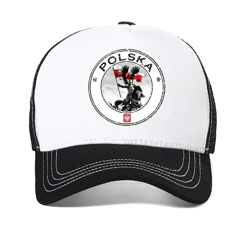 Poland Flag Graphic Mens Baseball Cap 3D Printed Summer Casual Poland Polska Husarz hat Cool Summer Mesh Trucker hats