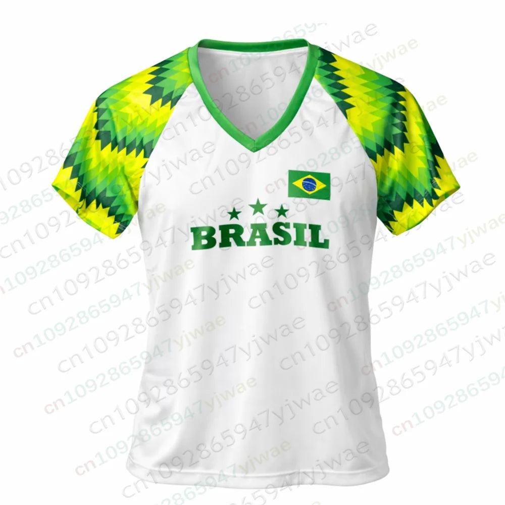 2026 Brazil Football Jersey Yellow Green Breathable Top For Football Enthusiasts Tee Fashion Street Wear Men'S Women'S T-Shirts