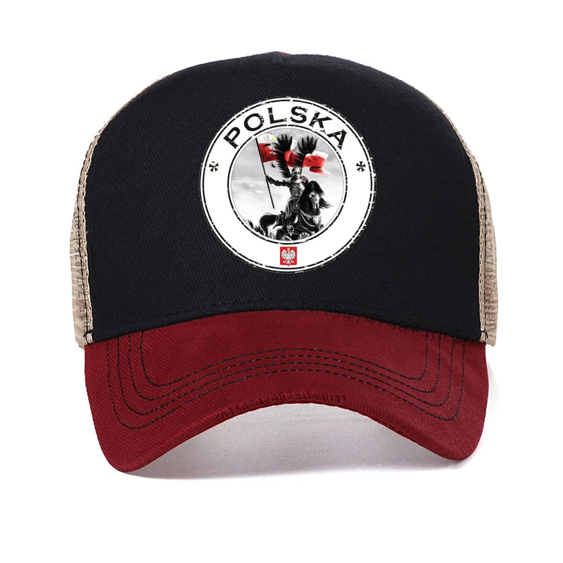 Poland Flag Graphic Mens Baseball Cap 3D Printed Summer Casual Poland Polska Husarz hat Cool Summer Mesh Trucker hats