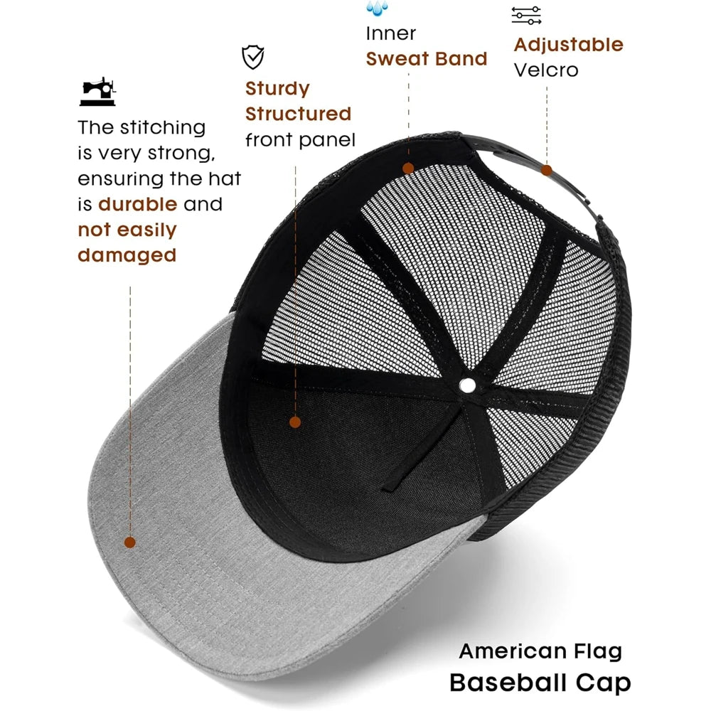 USA Flag Baseball Cap — Patriotic Mesh Hat