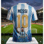 Messi #10 Argentina Football Jersey Blue White Striped 3D Print Shirt Men Women Soccer World Cup Fan Short Sleeve Tops