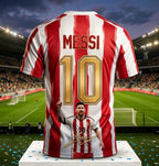 Messi #10 Argentina Football Jersey Blue White Striped 3D Print Shirt Men Women Soccer World Cup Fan Short Sleeve Tops