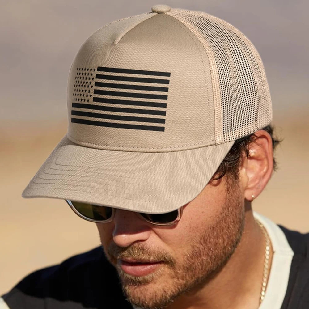 USA Flag Baseball Cap — Patriotic Mesh Hat