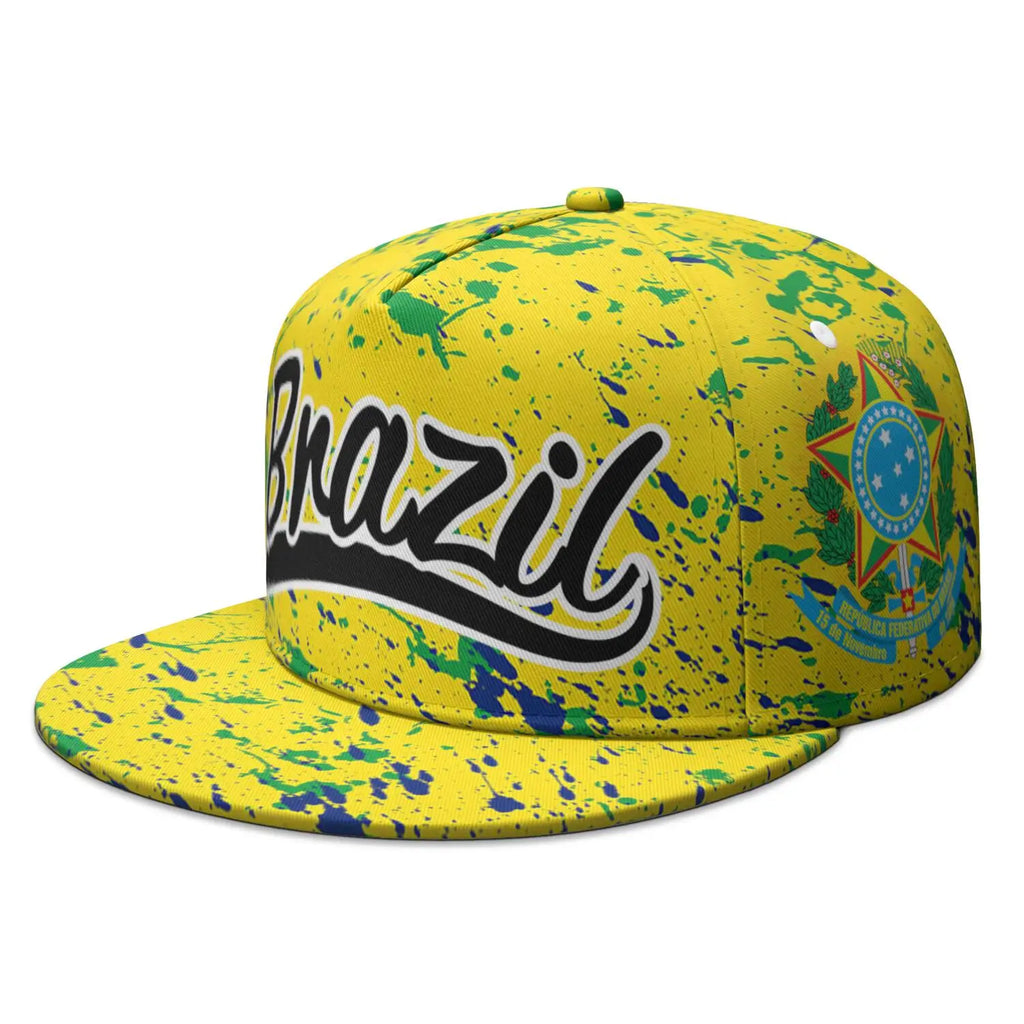 Brazil Free Custom Name Number Flat Brimmed Cap Portugal Flag Portuguese Print Photo Brasil Federativa Country Hip-hop Hat