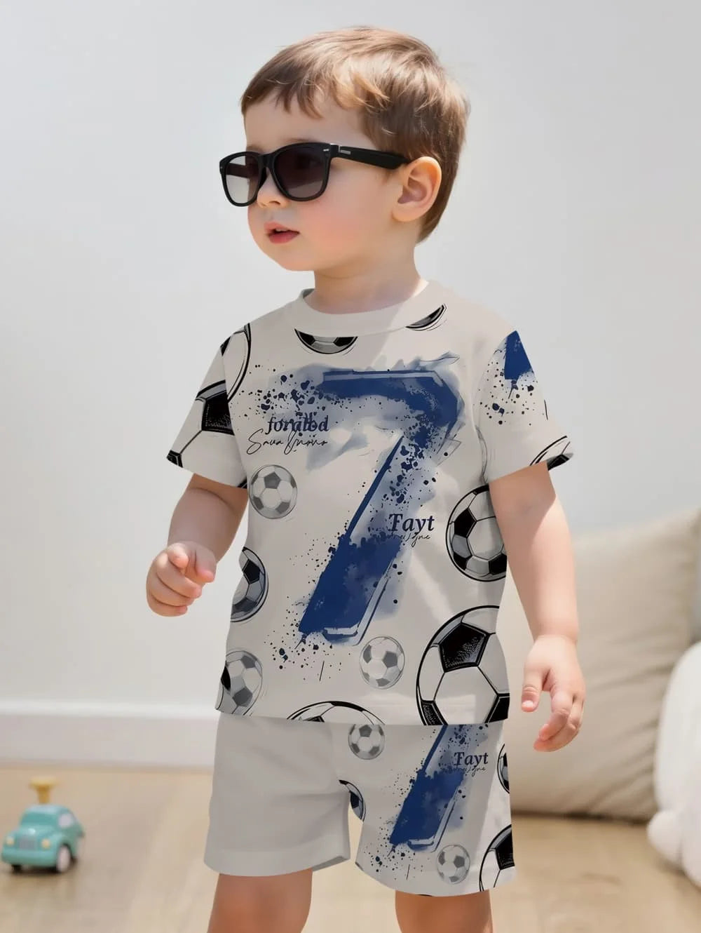 Boys Soccer Jersey Youth Football Uniform Sport Shirt Suit for Boy Summer Short Sleeve T-Shirt Shorts Training Set Birthday Gift