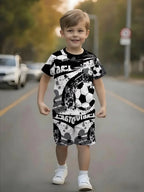 Boys Soccer Jersey Youth Football Uniform Sport Shirt Suit for Boy Summer Short Sleeve T-Shirt Shorts Training Set Birthday Gift