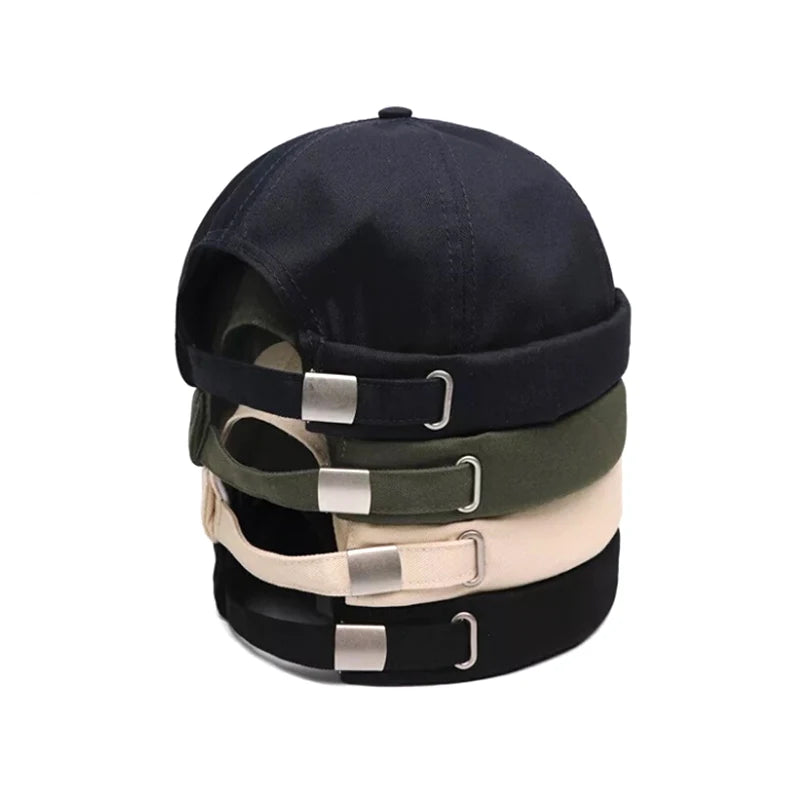Vintage Brimless Cotton Baseball Snapback Caps Hip Hop Skull Hats Adjustable For Parties, Vacations, Running