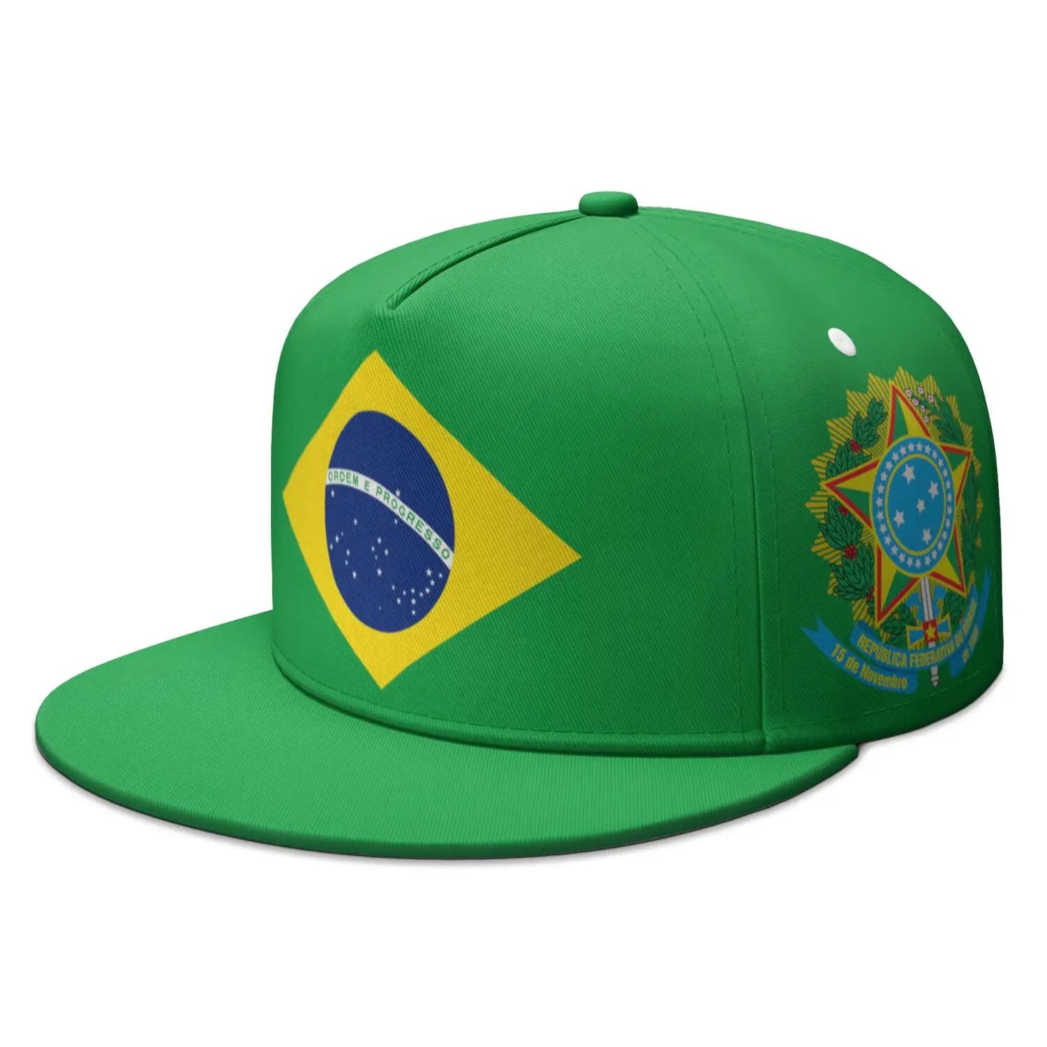 Brazil Free Custom Name Number Flat Brimmed Cap Portugal Flag Portuguese Print Photo Brasil Federativa Country Hip-hop Hat