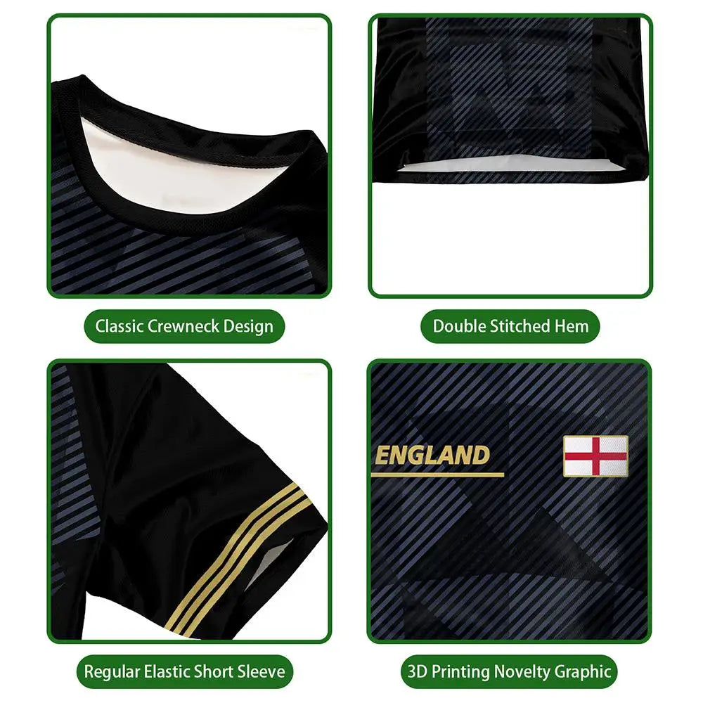 2026 New England Flag Printed Jersey Fashion Casual Streetwear Short Sleeve Top Men's And Women's Soccer Training O-Neck T-shirt
