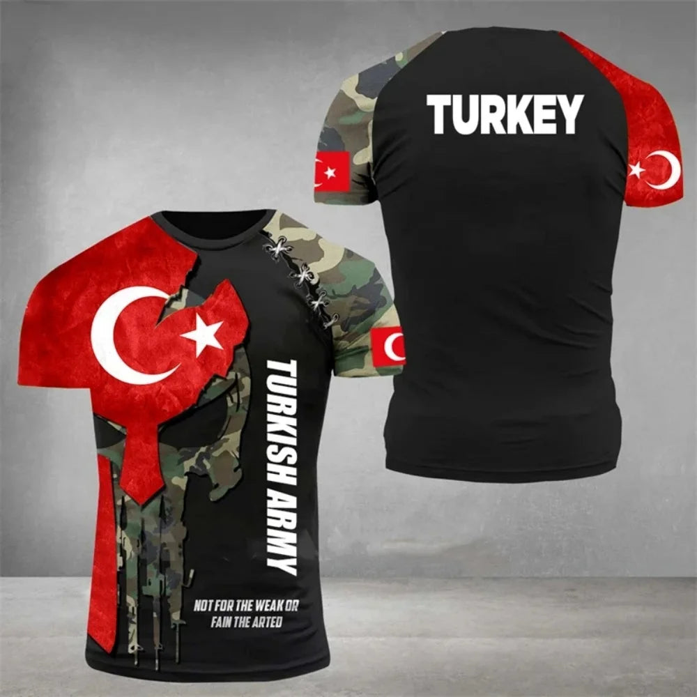 Turkey National Team Jersey - Athletic Tee with Crescent Star & Flag Patches, Ideal for Sports Fans & Patriotic Streetwear