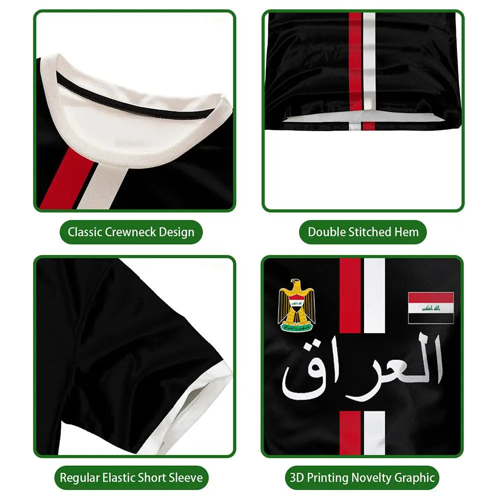 Iraq Style Printed Jerseys Men's And Women's Summer Street Short-sleeved Tee Sports Breathable Quick-drying Football T-shirts