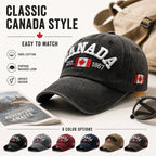 Vintage Washed Cotton Baseball Cap Men Canada Flag 3D Embroidery Dad Hat Women Retro Snapback Casquette Gorras